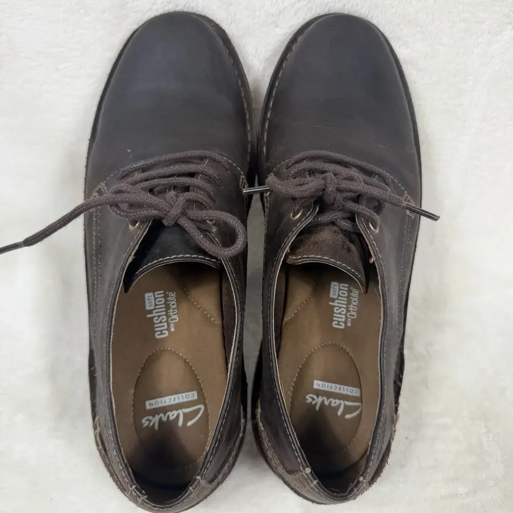 Clarks Cushion Soft Remsen Leather Oxfords Brown Lace Up Shoes Men’s 11 Comfort